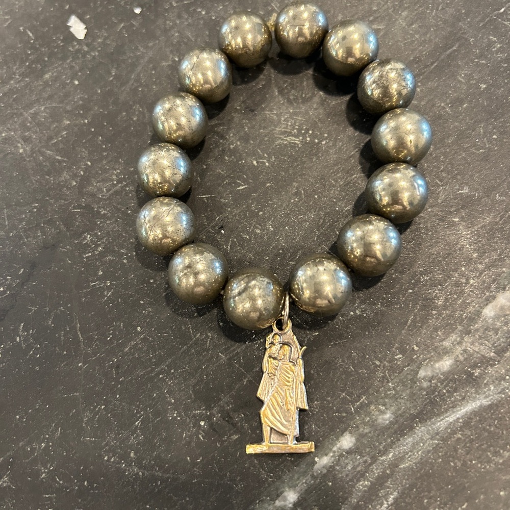 Power Beads by Jen shiny army green bracelet